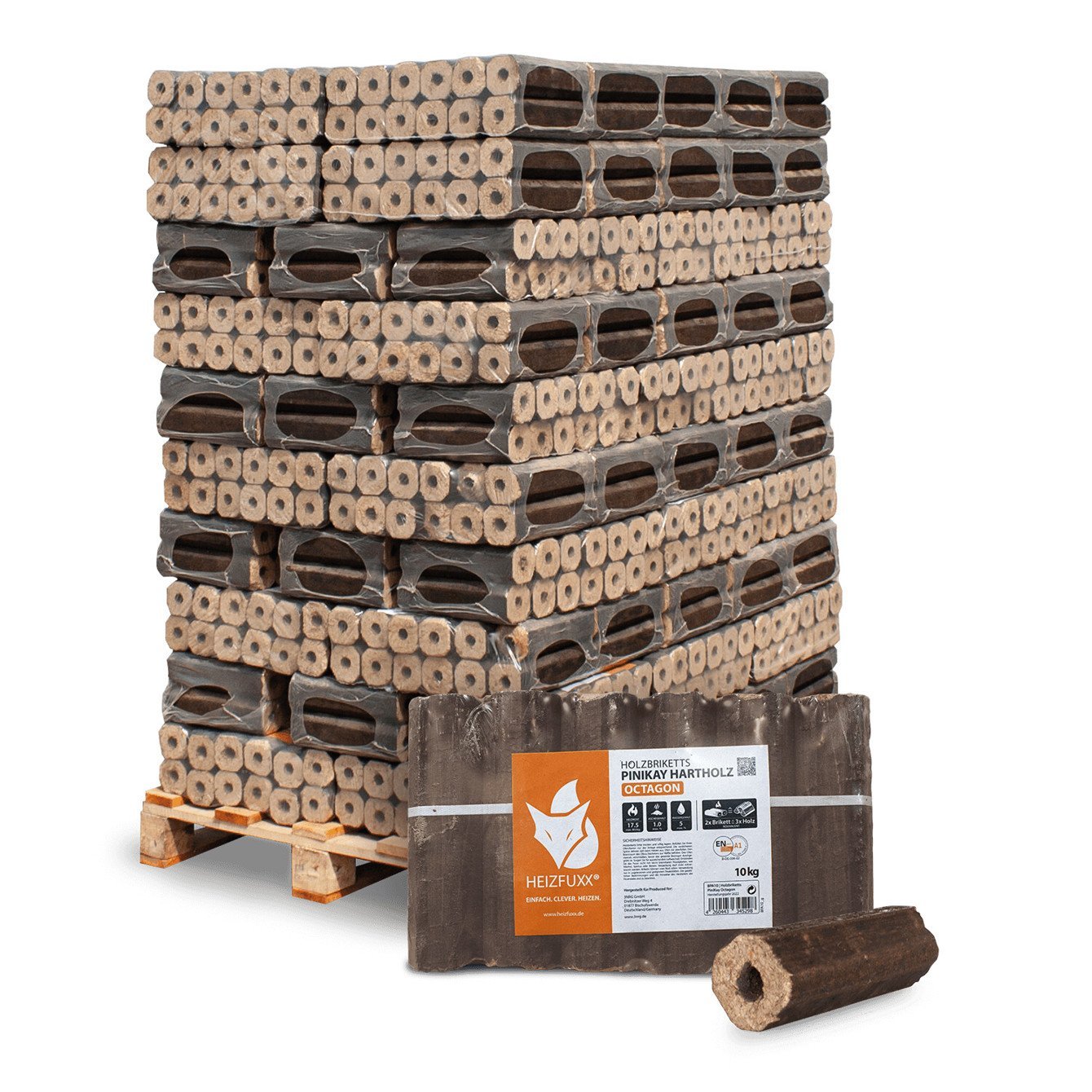Heizfuxx PiniKay Hartholz Brennstäbe - 96 Stück à 10 kg
