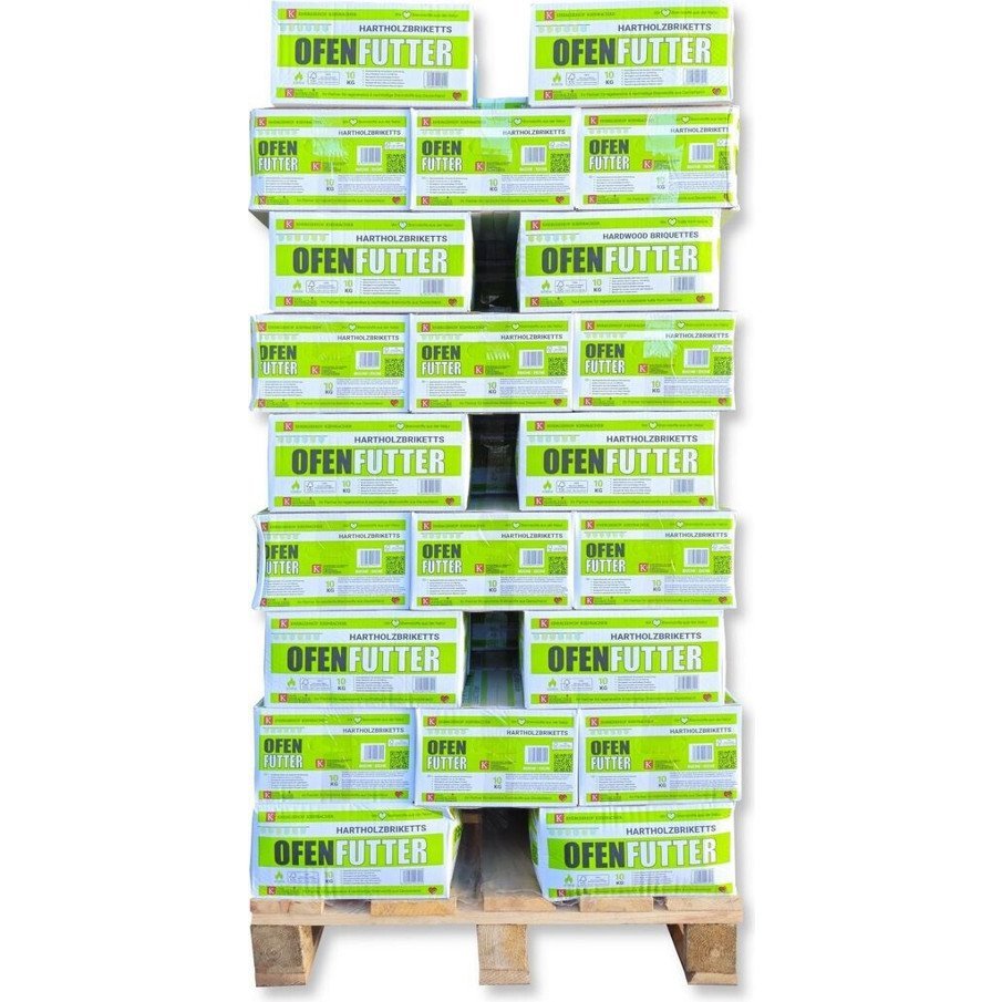 Kienbacher Buche & Eiche Holzbriketts - Nestro mit Zugloch - 96 x 10 kg Palette