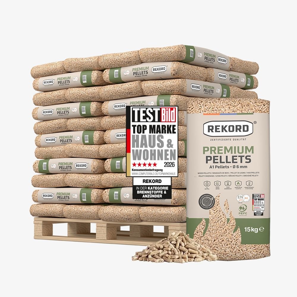 Premium REKORD Pellets A1, Sackware auf Palette (66 x 15 kg)
